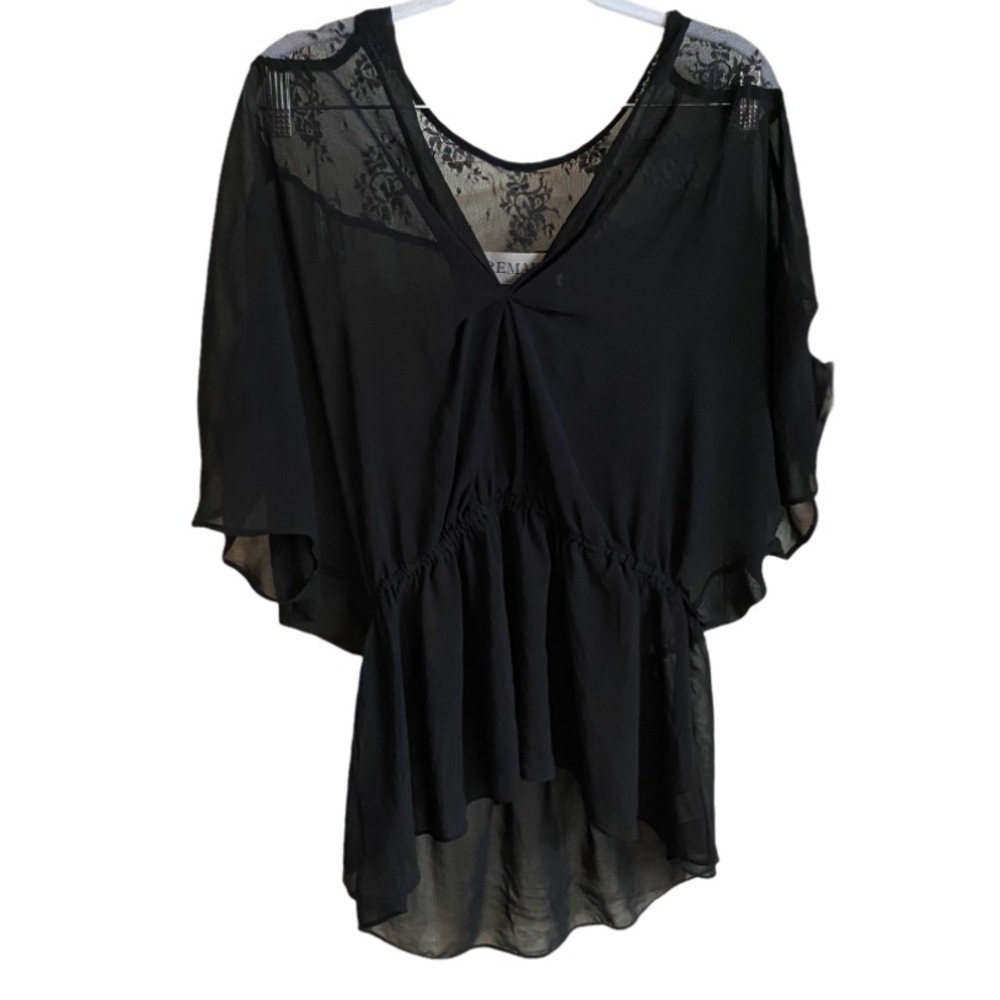Remain black lightweight lace insert blouse l